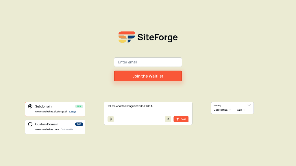 SiteForge Waitlist Landing Page