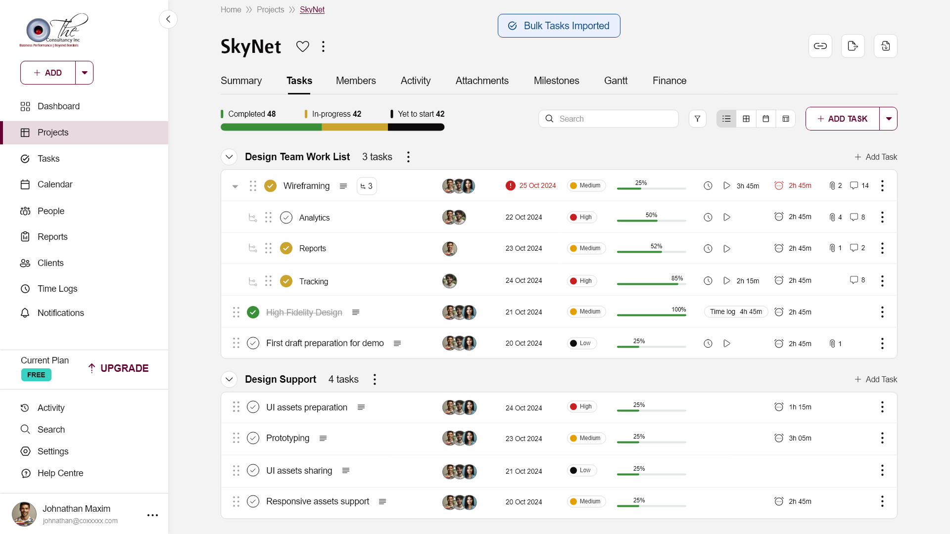 Project Tasks and Management Dashboard