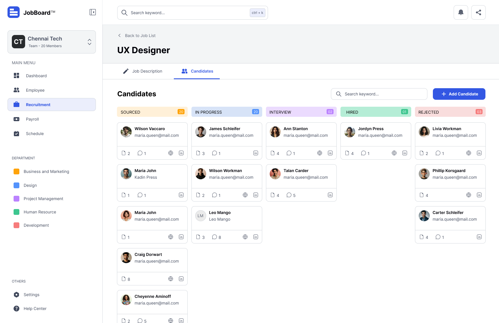 Job Portal and Candidate Flow