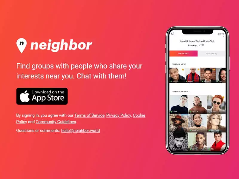 neighbor world iOS app landing page design